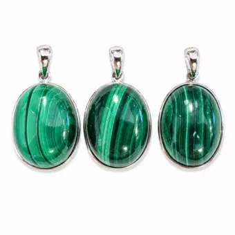 Pendentif Argent 925 Malachite AAA  3 pièces 11,13g
