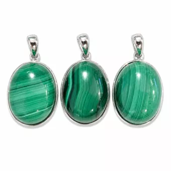 Pendentif Argent 925 Malachite AAA  3 pièces 11,69g
