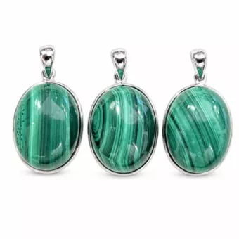 Pendentif Argent 925 Malachite AAA  3 pièces 11,77g