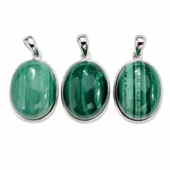 Pendentif Argent 925 Malachite AAA  3 pièces 11,89g