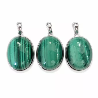 Pendentif Argent 925 Malachite AAA  3 pièces 11,84g