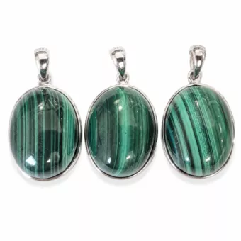Pendentif Argent 925 Malachite AAA  3 pièces 11,8g