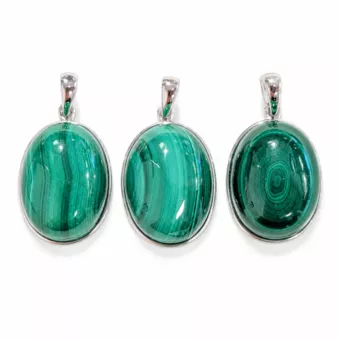 Pendentif Argent 925 Malachite AAA  3 pièces 11,7g