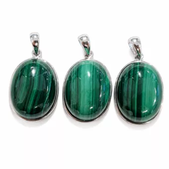 Pendentif Argent 925 Malachite AAA  3 pièces 11,98g