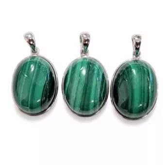 Pendentif Argent 925 Malachite AAA  3 pièces 11,87g