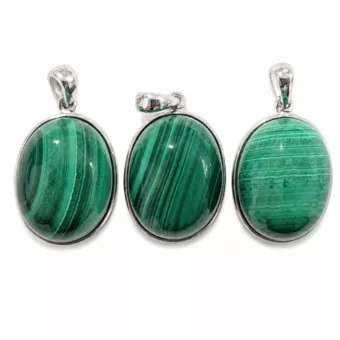 Pendentif Argent 925 Malachite AAA  3 pièces 12g