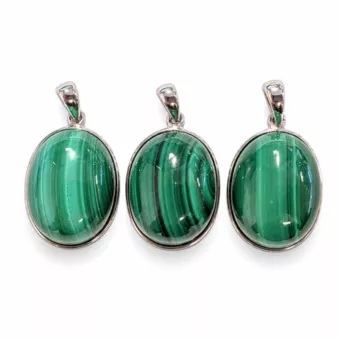 Pendentif Argent 925 Malachite AAA  3 pièces 11,89g