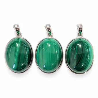 Pendentif Argent 925 Malachite AAA  3 pièces 12,09g