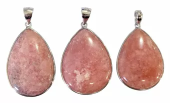 Pendentif Argent 925 Rhodochrosite Argentine AA+ 3 pièces 14,28g