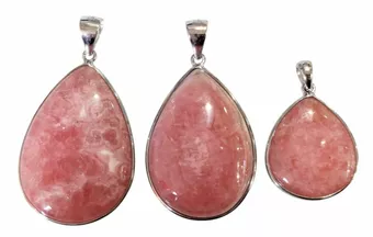 Pendentif Argent 925 Rhodochrosite Argentine AA+ 3 pièces 14,36g