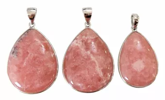 Pendentif Argent 925 Rhodochrosite Argentine AA+ 3 pièces 13,65g
