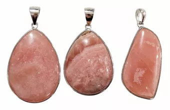 Pendentif Argent 925 Rhodochrosite Argentine AA+ 3 pièces 13,49g