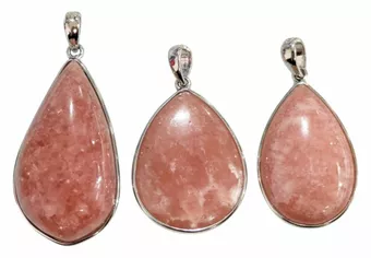 Pendentif Argent 925 Rhodochrosite Argentine AA+ 3 pièces 12,92g