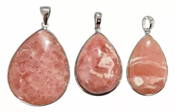 Pendentif Argent 925 Rhodochrosite Argentine AA+ 3 pièces 14,53g