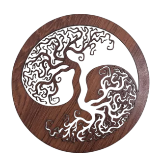 Panneau en Bois Aimanté Arbre de vie Ying Yang 18cm pour HMD999