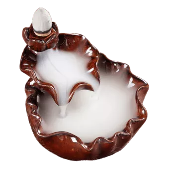 Porte Encens Backflow Céramique Cascade Fleur de Lotus  6cm