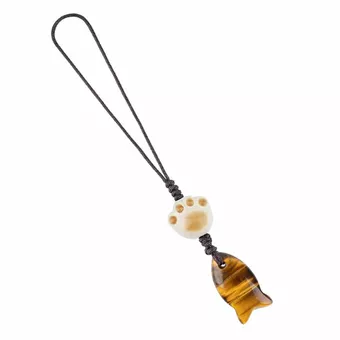 Bijoux de Sac Poisson en Oeil de Tigre A x3