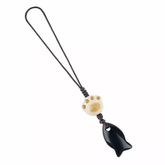 Bijoux de Sac Poisson en Obsidienne Noire A x3