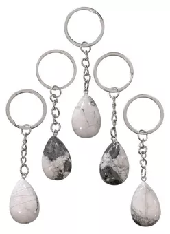 Porte Clés Goutte Howlite A 30mm x 5
