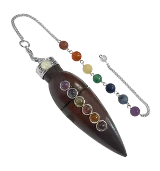 Pendule Goutte 7 Chakras en Bois de Rose 6.5cm