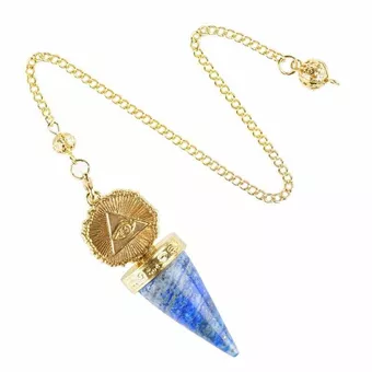 Pendule Divinatoire Lapis Lazuli – Œil de la Providence Doré