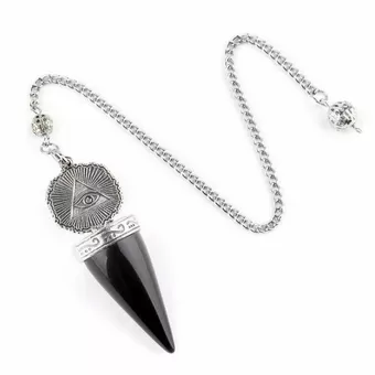 Pendule Obsidienne A Œil Protecteur Argenté