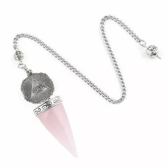 Pendule Quartz Rose A Œil Protecteur Argenté