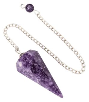 Pendule Lepidolite Conique 6 faces