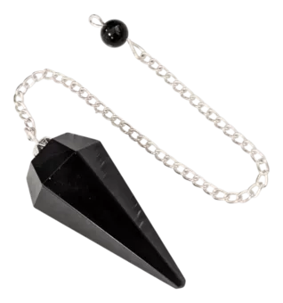 Pendule Obsidienne Noire Conique 6 faces