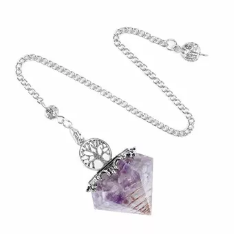Pendule Orgonite Arbre de Vie Amethyste 6 faces