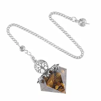 Pendule Orgonite Arbre de Vie Oeil de Tigre 6 faces
