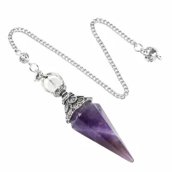 Pendule Amethyste 6 faces & Métal