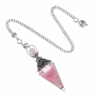 Pendule Orgonite Quartz Rose 6 faces