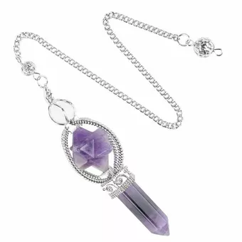 Pendule Amethyste Merkaba 6 faces