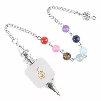 Pendule Hexagolal Cristal de Roche Reiki ChoKu Rei 7 Chakras