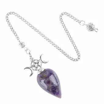 Pendule Divinatoire Pentacle Triple Lune Améthyste