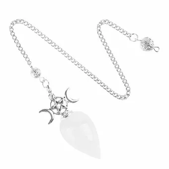 Pendule Divinatoire Pentacle Triple Lune Cristal de Roche