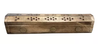 Porte Encens Coffret en Bois de Papri Fleur de Vie 30cm x2
