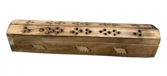 Porte Encens Coffret en Bois de Papri Eléphant 30cm x2