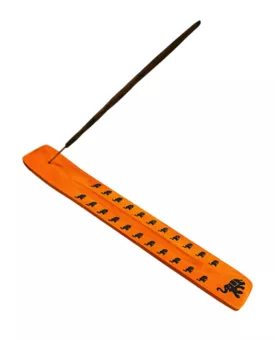 Porte encens bois Mango Ski Orange et Eléphant 26cm x10