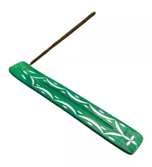 Porte encens bois Mango Ski Vert et Motifs 26cm x10