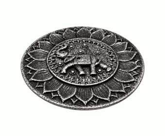 Porte-Encens Rond Éléphant Argenté en Résine 10 cm