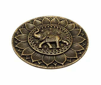 Porte-Encens Rond Éléphant Doré en Résine 10 cm