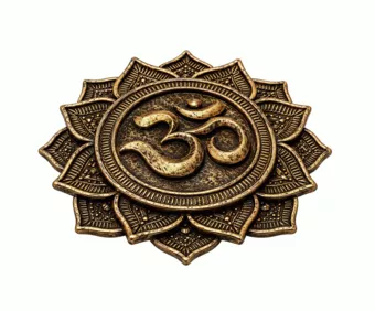 Porte-Encens Rond Om Lotus Cuivré en Résine 10 cm