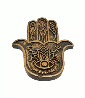 Porte-Encens Main de Fatma Hamsa Cuivré en Résine 11 cm