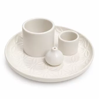Porte-Encens Multifonction Fleur de Vie Ivoire 13 cm