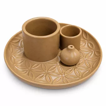 Porte-Encens Multifonction Fleur de Vie Sable Chaud 13 cm