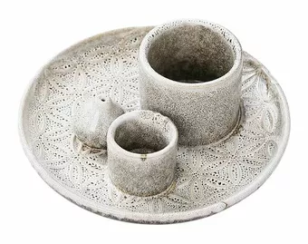 Porte Encens Céramique Beige Fleurs de Vie pour Palo Santo et Sauge Blanche  13cm