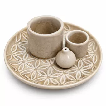 Porte-Encens Multifonction Fleur de Vie Blanc Réactif 13 cm