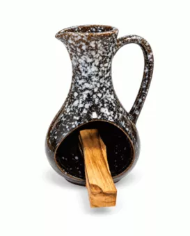 Brûle-encens en céramique noir moucheté 12 cm